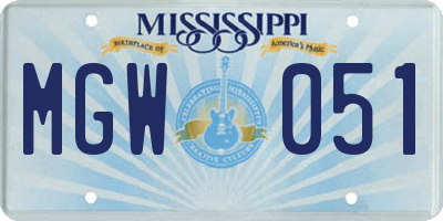 MS license plate MGW051