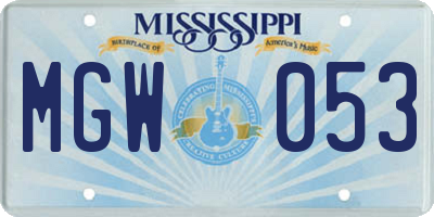 MS license plate MGW053