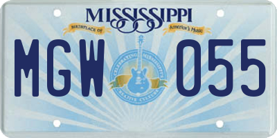 MS license plate MGW055