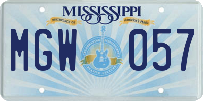 MS license plate MGW057