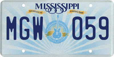 MS license plate MGW059