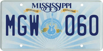 MS license plate MGW060