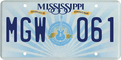 MS license plate MGW061