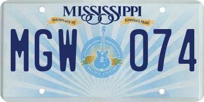 MS license plate MGW074