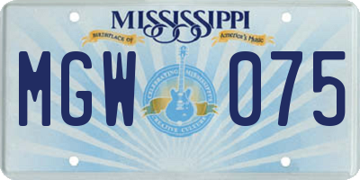 MS license plate MGW075