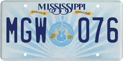 MS license plate MGW076