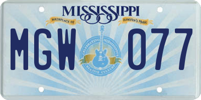 MS license plate MGW077