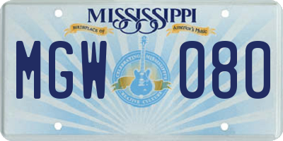 MS license plate MGW080