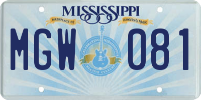 MS license plate MGW081