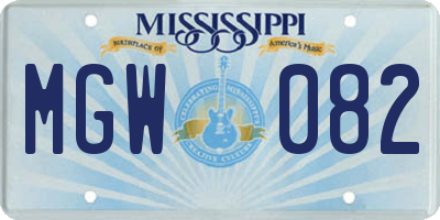 MS license plate MGW082