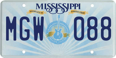 MS license plate MGW088