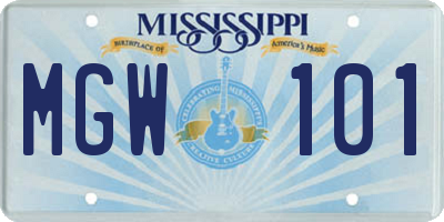 MS license plate MGW101