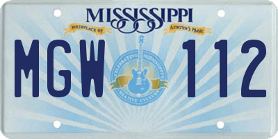 MS license plate MGW112