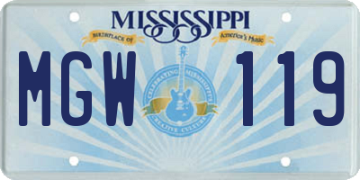 MS license plate MGW119