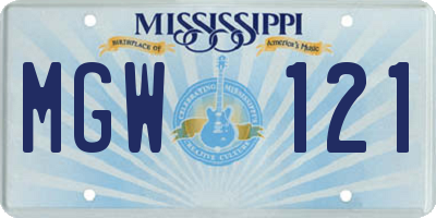 MS license plate MGW121