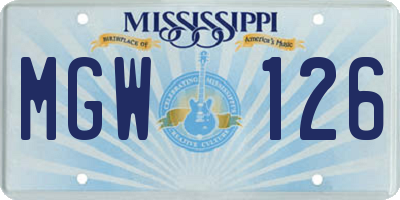 MS license plate MGW126