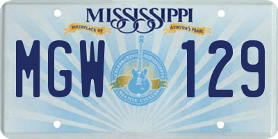 MS license plate MGW129