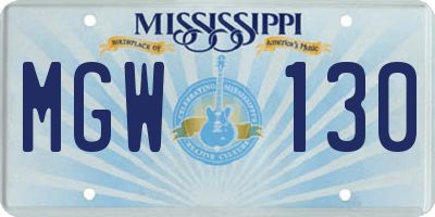 MS license plate MGW130