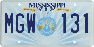 MS license plate MGW131