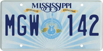 MS license plate MGW142