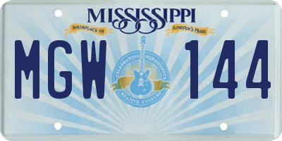 MS license plate MGW144