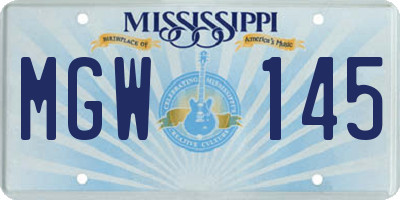 MS license plate MGW145