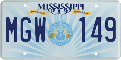 MS license plate MGW149