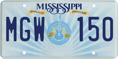 MS license plate MGW150