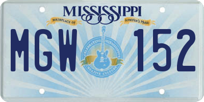 MS license plate MGW152