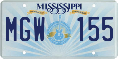 MS license plate MGW155