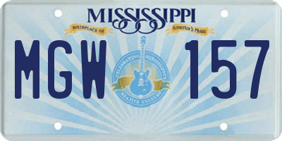 MS license plate MGW157