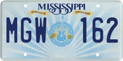 MS license plate MGW162