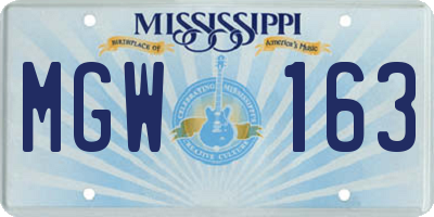 MS license plate MGW163