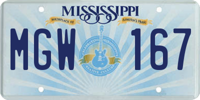 MS license plate MGW167