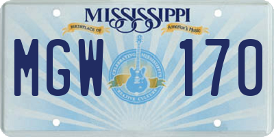 MS license plate MGW170