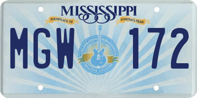 MS license plate MGW172