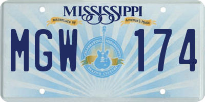 MS license plate MGW174