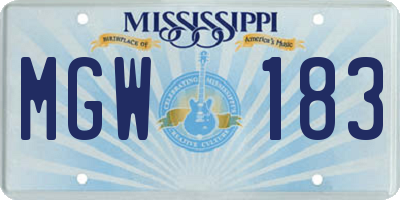 MS license plate MGW183