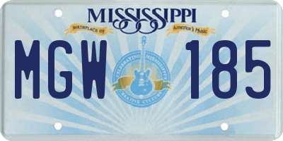 MS license plate MGW185