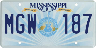 MS license plate MGW187