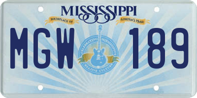 MS license plate MGW189