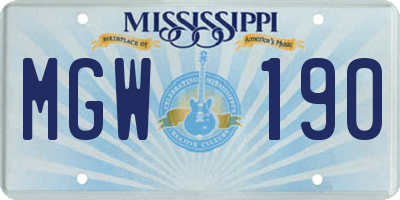 MS license plate MGW190