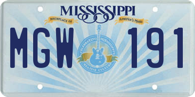 MS license plate MGW191