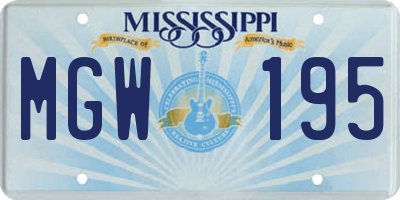 MS license plate MGW195