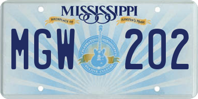 MS license plate MGW202