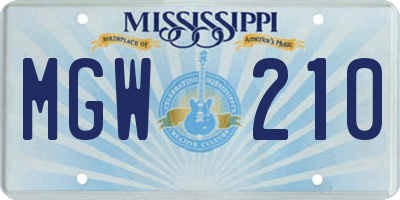 MS license plate MGW210