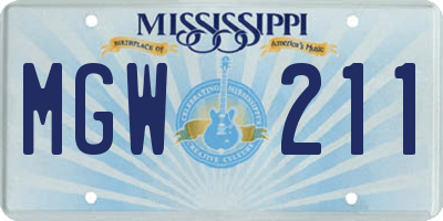 MS license plate MGW211