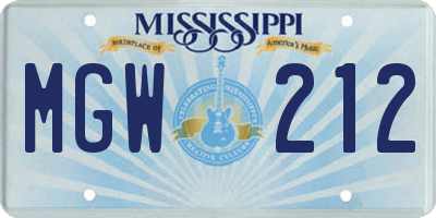 MS license plate MGW212