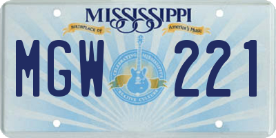 MS license plate MGW221