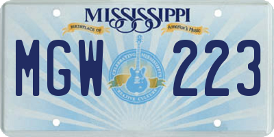 MS license plate MGW223